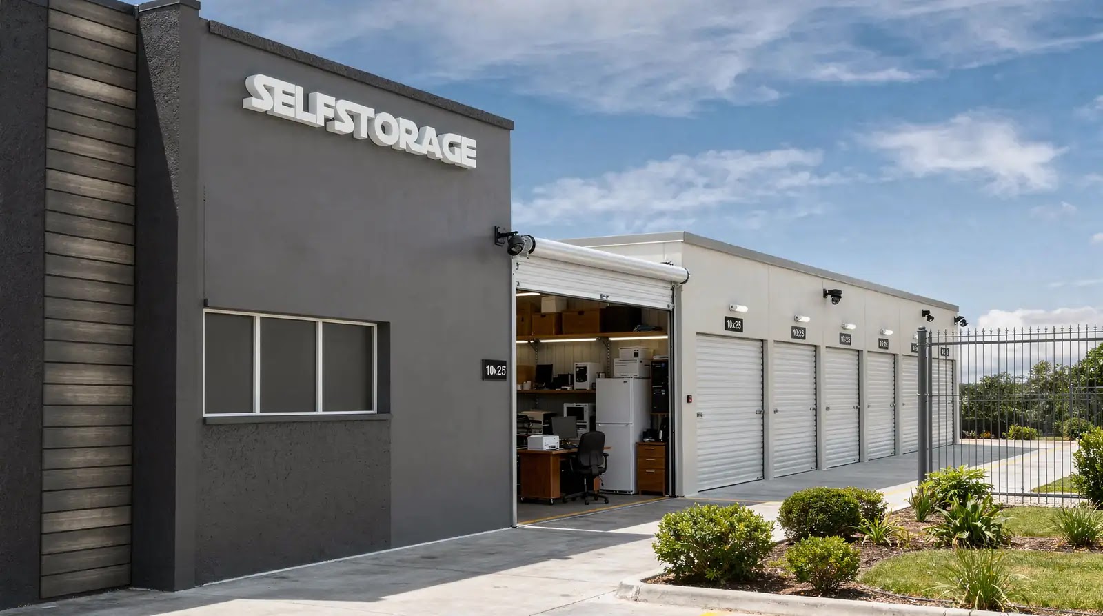 A 10x25 storage unit holds the furniture, appliances, office equipment, and household goods of renters moving between larger homes or managing a mid-size renovation.